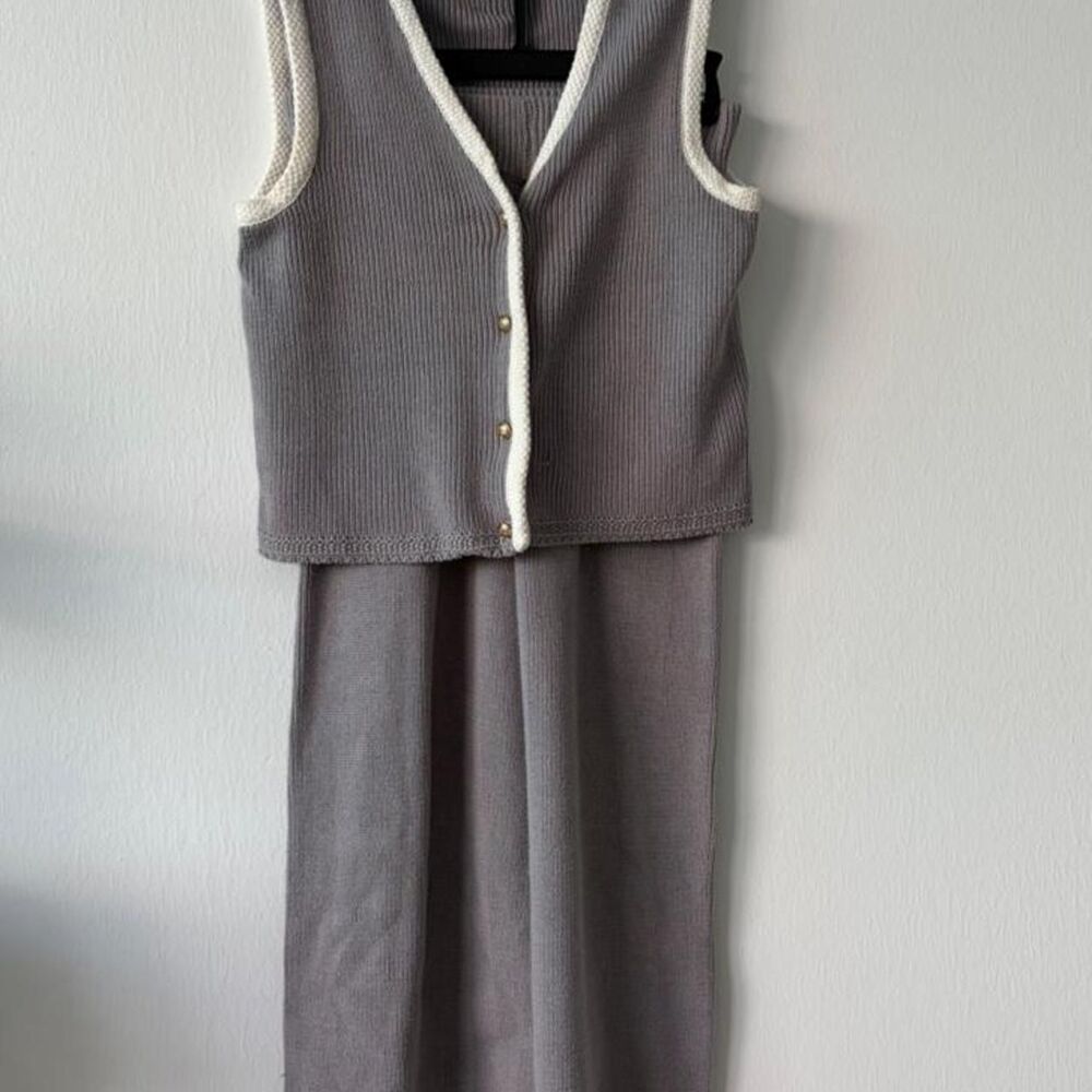 Sincerely Jules Gray Knit Vest & Pants Matching Set S/M